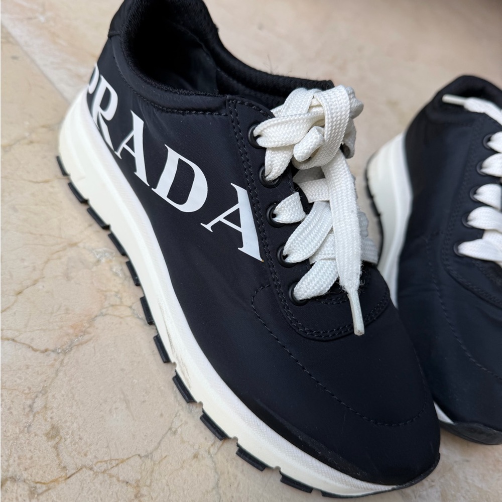 Prada Women's Black and White Sneakers - Picture 7 of 9